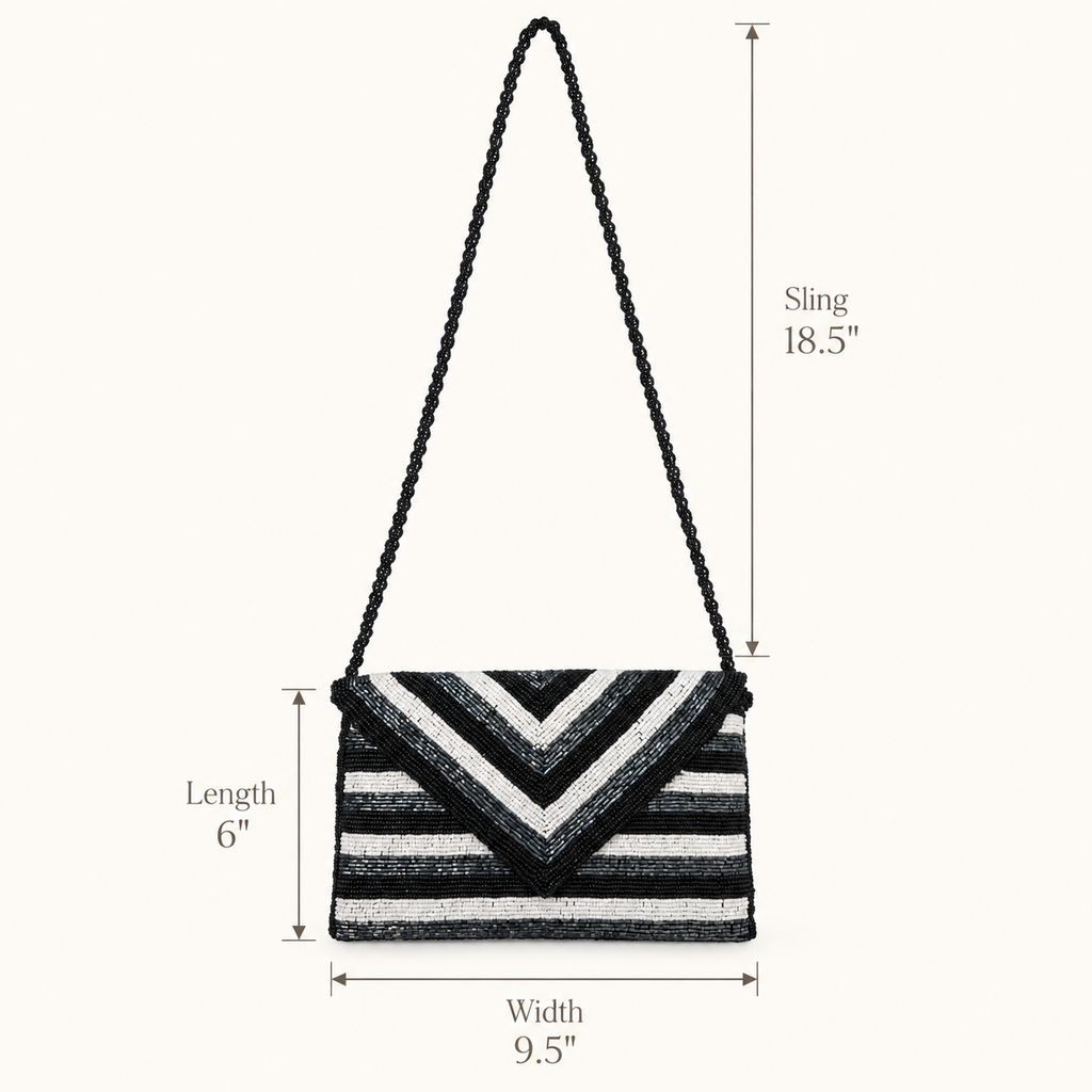 Beaded chevron Clutch