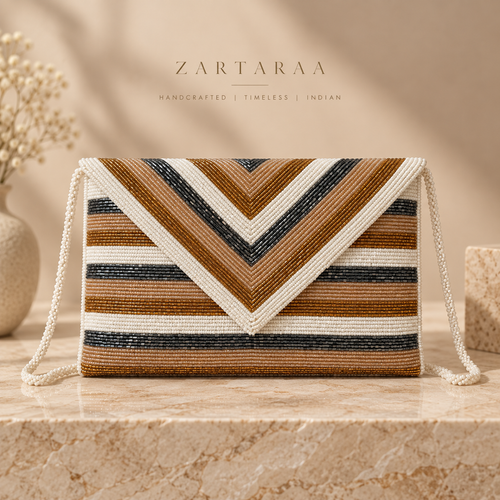 Beaded chevron Clutch