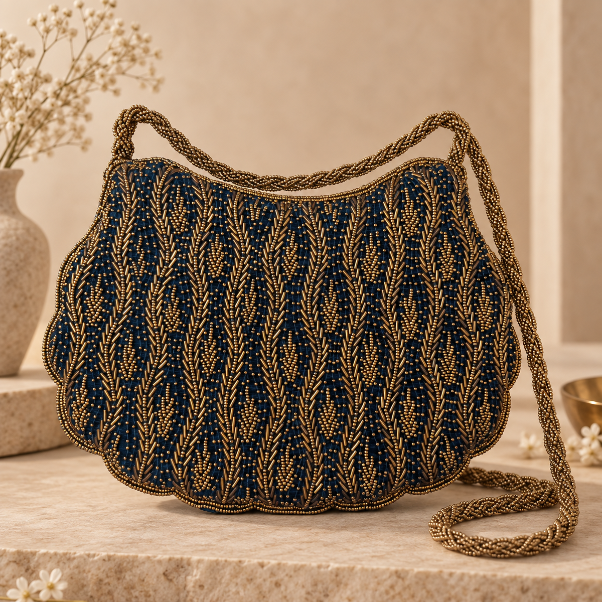 Beaded shoulder evening bag