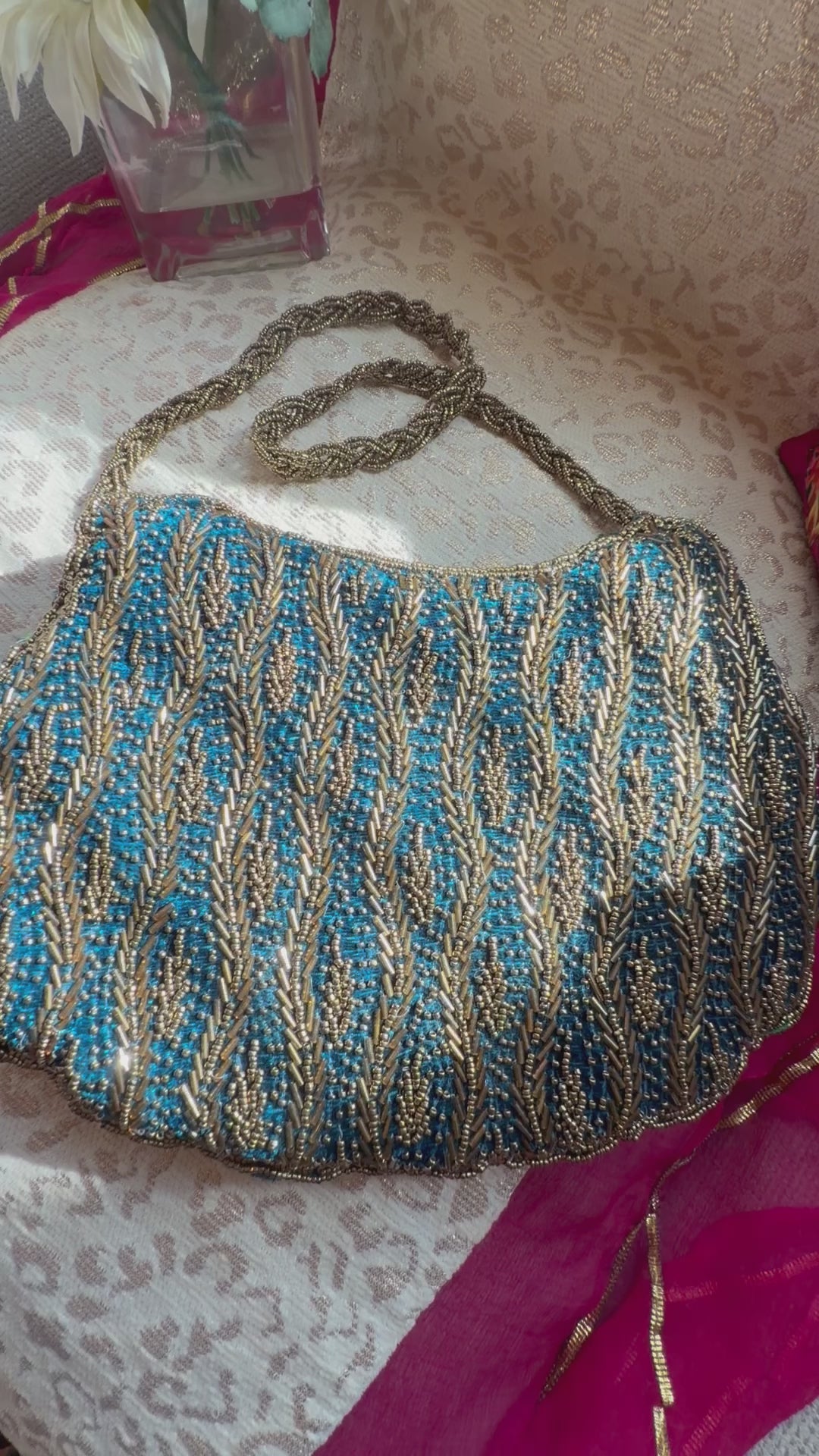 Beaded shoulder evening bag